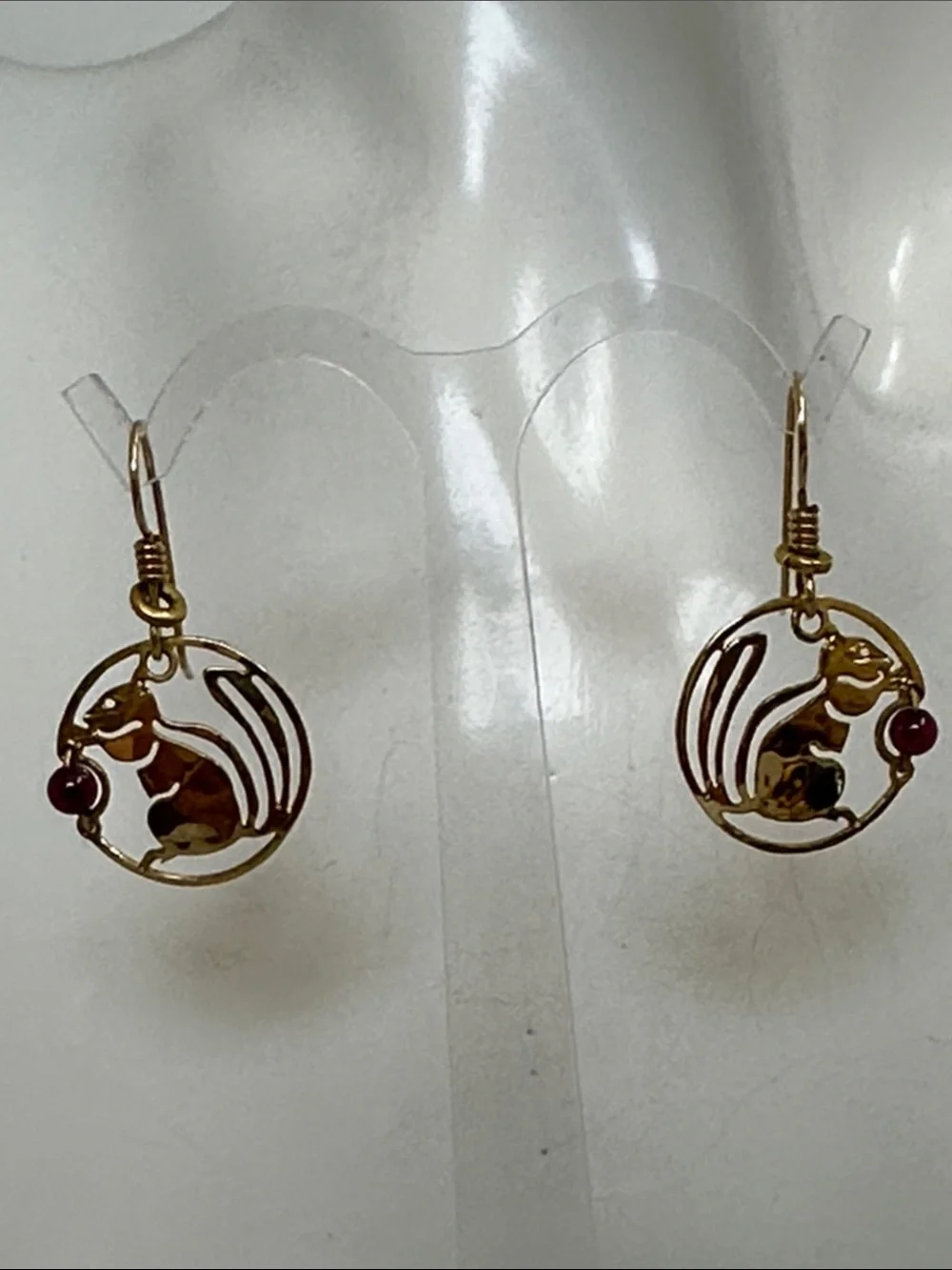 WILD Bryde Squirrel Dangle Earrings with Garnet Gems